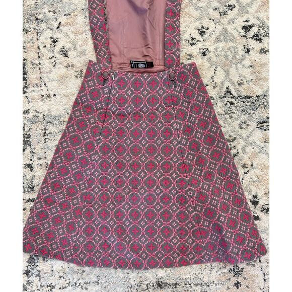 Vintage 100% Wool Overall Dress Pink Gray Size S Winter Welsh Wools - Picture 4 of 9